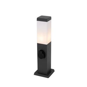 QAZQA Buitenlamp donkergrijs 45 cm met stopcontact IP44 - Malios