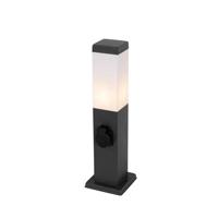 QAZQA Buitenlamp donkergrijs 45 cm met stopcontact IP44 - Malios