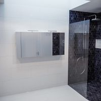 Spiegelkast Vico Cube | 150x70 cm | 3 Deuren | Zonder verlichting | Marmerlook