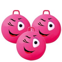 3x stuks roze skippybal smiley voor kinderen 65 cm