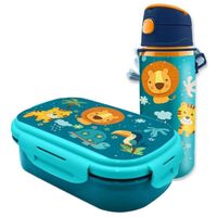 jungle Kids - Into the Jungle - lunchbox set voor kinderen - 2-delig - blauw - kunststof - Lunchboxen