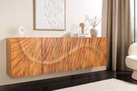 Massief dressoir SCORPION 180cm bruin hangend mangohout met 3D houtsnijwerk - 46647