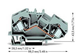 WAGO 783-601 Doorgangsklem 12 mm Spanveer Toewijzing: L Grijs 25 stuk(s)