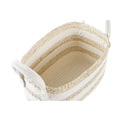 Mand DKD Home Decor Wit Beige Natuurlijke Vezel 33 x 16 x 19 cm