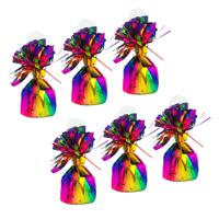 Ballon gewichtjes - 6x - regenboogkleur - 170 gram - gewichtjes voor helium ballontrosjes