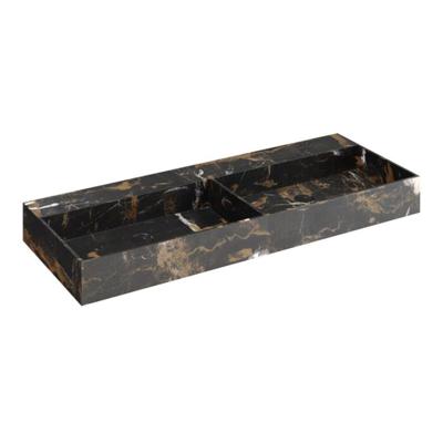 SaniClear Portoro Gold | Marmer | Op meubel | 2 kraangaten | Rechthoek | Zwart Marmer