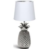 LED Tafellamp Keramiek - Mat Wit/Zilver - E14 Fitting - Maximaal 40W