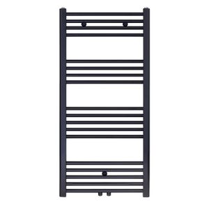 Designradiator BWS Nile Gobi 120x60cm Geborsteld Mat Zwart Midden Onderaansluiting