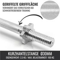 Gorilla Sports Dumbellstang - Halter - 35 cm - 30 mm - Schroefsluiting - Set - thumbnail