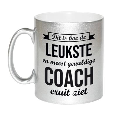 Meest geweldige Coach eruitziet - Cadeau koffiemok - beker - zilver - 330 ml - verjaardag / bedankt