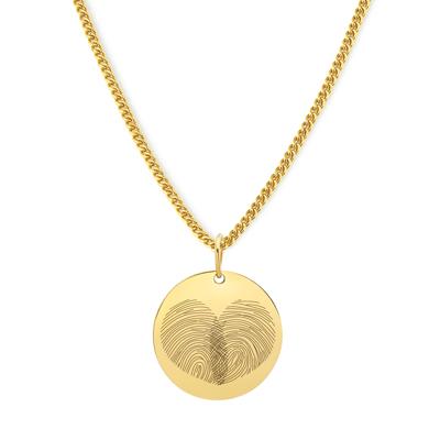 Gepersonaliseerde vingerafdruk duo hart ketting - Stainless steel - Goud - 15 mm