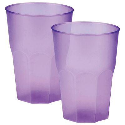 Drinkglazen frosted - lila paars - 12x - 420 ml - onbreekbaar kunststof - Feest/cocktailbekers Drinkglazen frosted - lila paars - 12x - 420 ml - onbreekbaar kunststof - Feest/cocktailbekers