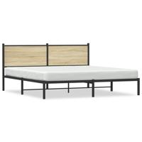 Bedframe met hoofdbord metaal sonoma eikenkleurig 160x200 cm