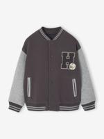 Teddy-sweatshirt in fleece voor jongens met lusbadge. antraciet