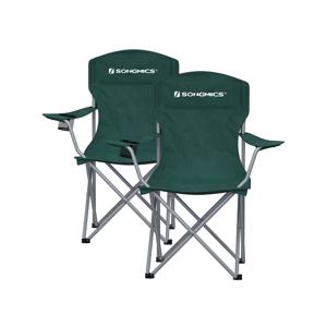 Set van 2 campingstoelen met robuust stalen frame, Donkergroen