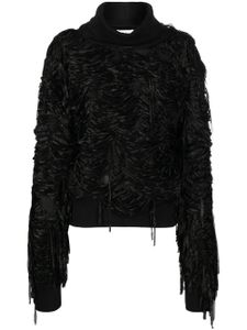 QUIRA pull frangé à manches longues - Noir