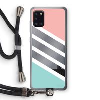 Strepen pastel: Samsung Galaxy A31 Transparant Hoesje met koord