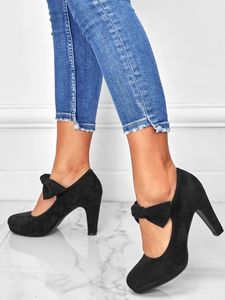 Elegant Bowknot Chunky Heel Mary Jane Pumps