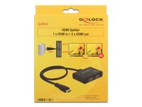 DeLOCK 1x HDMI in > 2x HDMI out hdmi splitter 60 centimeter, 4K - thumbnail