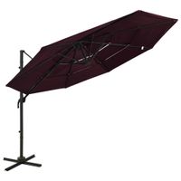 VidaXL Parasol 4-laags met aluminium paal 3x3 m bordeauxrood