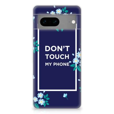 Google Pixel 7 Silicone-hoesje Flowers Blue DTMP Google Pixel 7 Silicone-hoesje Flowers Blue DTMP