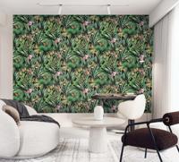 Dutch Tahiti - Fiori zwart/groen/roze - 13334