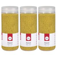 Hobby Fijn decoratie zand korrels - 3x - geel - 475 ml - zandkorrels - knutselmateriaal