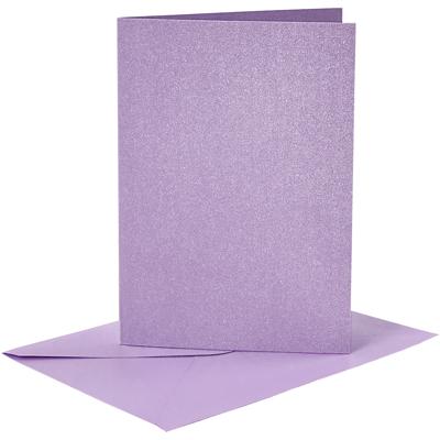 Creativ Company Kaarten en enveloppen, afmeting kaart 10,5x15 cm, afmeting envelop 11,5x16,5 cm, parelmoer, 120+210 gr, paars, 4 set/ 1 doos