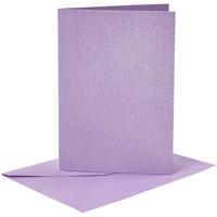 Creativ Company Kaarten en enveloppen, afmeting kaart 10,5x15 cm, afmeting envelop 11,5x16,5 cm, parelmoer, 120+210 gr, paars, 4 set/ 1 doos