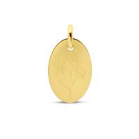 Gepersonaliseerde geboortebloem boeket losse hanger ovaal - 14K GOUD - Goud