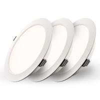 Set van 3 Georgia LED platte Inbouwspots wit - inbouwdiepte 25mm - 12W 1160lm - Rond - 4000K Neutraal Wit - Ø170 mm - IP20 voor binnen