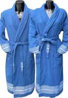 Badrock Blauwe hamam badjas met naam borduren