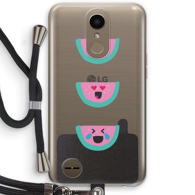 Smiley watermeloen: LG K10 (2017) Transparant Hoesje met koord