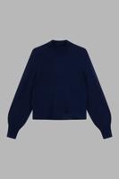 Cashmere trui met opstaande kraag en pofmouwen