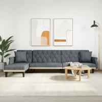 Slaapbank L-vormig 271x140x70 cm fluweel donkergrijs