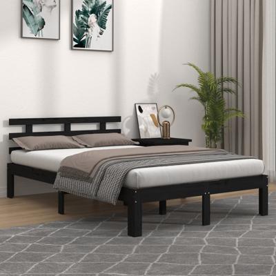 Bedframe massief hout zwart 200x200 cm