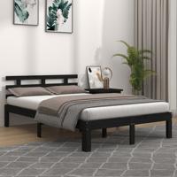 Bedframe massief hout zwart 200x200 cm