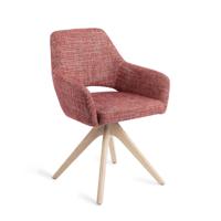 Jesper Home Eetkamerstoel 'Yanai' Revolve Oak Bleach, kleur Berry Bars