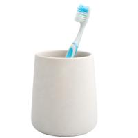 Badkamer beker / tandenborstelhouder Earth Serie - Keramiek - ivoor wit - 8 x 10 cm