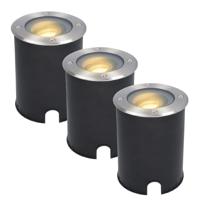 Set van 3 Lilly LED Grondspots - Dimbaar - Kantelbaar - GU10 - Rond - 2700K warm wit - 4 Watt 345 lumen - IK10 - RVS - IP67 waterdicht