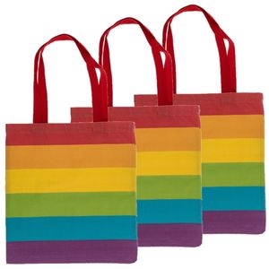 Draagtas - 5x - Pride/regenboog thema kleuren - katoen - 35 x 40 cm