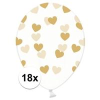 Transparante ballonnen met hartjes goud - 18x stuks - party - versiering - huwelijk - jubileum