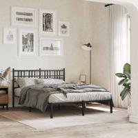Bedframe met hoofdbord metaal zwart 120x200 cm