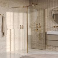 Brauer Oblivion - Inloopdouche - Helder Glas - 140 x 200 cm - met Zijwand 40 cm - incl. Glascoating - PVD Goud Geborsteld