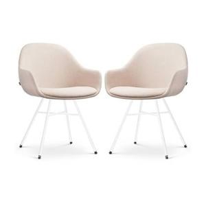 Nolon Noa-Mae Eetkamerstoelen Set van 2 - Beige - Witte Poten