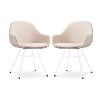 Nolon Noa-Mae Eetkamerstoelen Set van 2 - Beige - Witte Poten