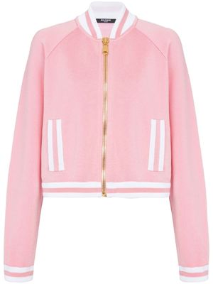 Balmain veste en maille à bords rayés - Rose