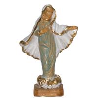Maria Lourdes beeldje - biddend - 7 cm - polystone - religieuze beelden - thumbnail