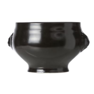 Cosy & Trendy soepkommen leeuwenkop - zwart - porselein - D11 cm - Soepbekers - soeptassen