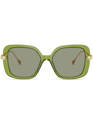 Swarovski Eyewear lunettes de soleil oversize à détails de cristaux - Vert